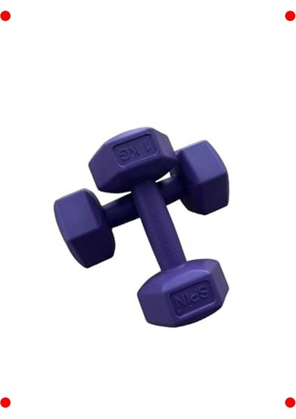 2'li 1 kg Köşeli Plastik Egzersiz Dambıl Seti