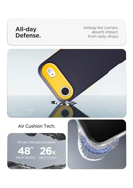 Air ile Uyumlu Silikon Magsafe Kılıf Pop Hava Kanalı Teknolojisi Askeri Sınıf Koruma Magfit Blueberry Navy Kaymaz Kapak - ACS09931 fiyatları