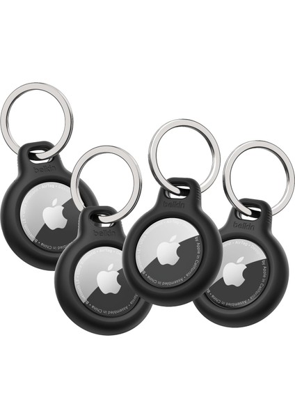 Airtag Için Anahtarlıklı Kılıf - 4&apos;lü Paket - Siyah