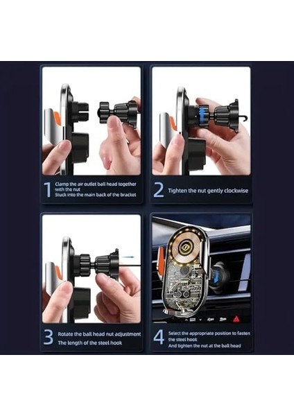 Cyberpunk Kablosuz Araç Şarj Cihazı Montajı, 15 W Hızlı Şarj, Araba Havalandırma Için Otomatik Sıkıştırmalı Telefon Montajı, 15/14/13/12/11/x/8 Serisi/ Telefonları Için fiyatları