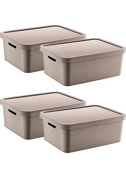 4&apos;lü Set Stafi Çok Amaçlı Kapaklı Kutu Terra 12 Lt - Bej, Çok Amaçlı Kapaklı Kutu, Ev-Ofis-Depo Için, Kapaklı Saklama Kutusu fiyatları