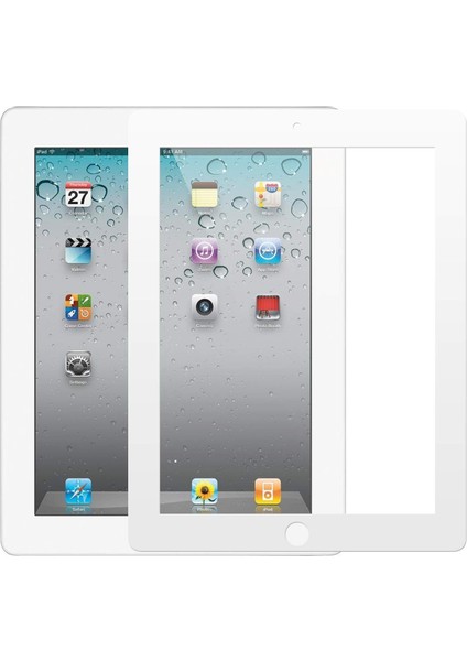 iPad 2 & 3 & 4 Tam Kaplayan Temperli Cam Ekran Beyaz