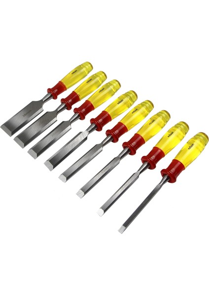 56180 Chisel Set With Clear Handle, Transparent, 8pc
