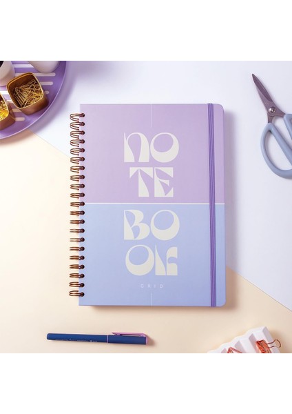 20X28 Spiralli Sert Kapak Not Defteri Lila