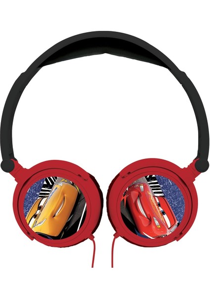 Pixar Arabalar Mcqueen Kulaklık, Sınırlı Ses Gücü, Katlanabilir ve Ayarlanabilir, Kırmızı/siyah, HP010DC