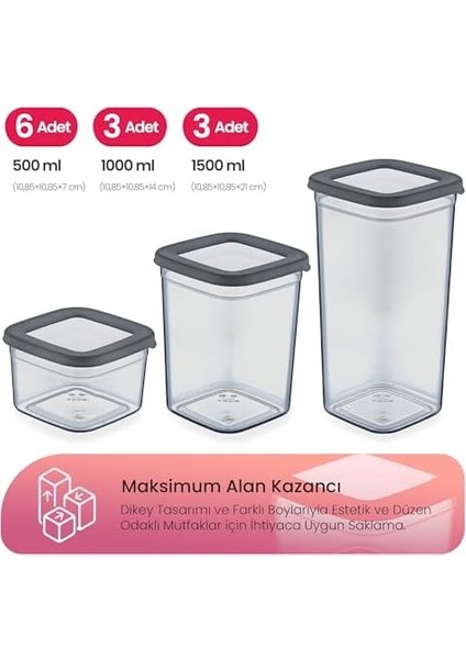 Life Tower Premium 12’li Saklama Kabı Seti – 3 Farklı Boy, Dikey Tasarım, Kilitli Kapak, Bpa Içermez modelleri