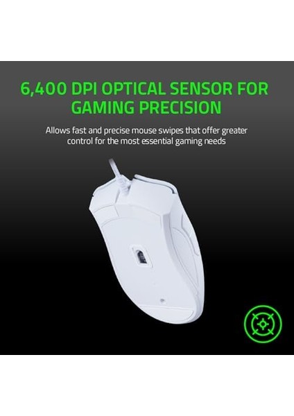 Deathadder (2021) - Kablolu Oyun Faresi (Optik Sensör, 6400 Dpı, 5 Programlanabilir Düğme, Ergonomik Form Faktörü) Pc | Beyaz fiyatları