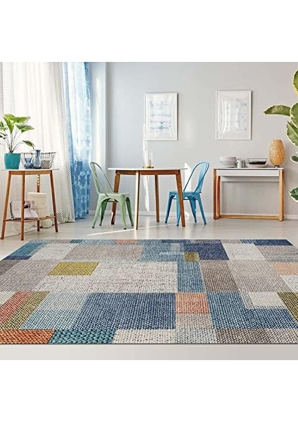 Dizayn Anelia Desenli Pamuk Tabanlı Yıkanabilen Kaydırmaz Antibakteriyel Salon Halısı 80X150 modelleri