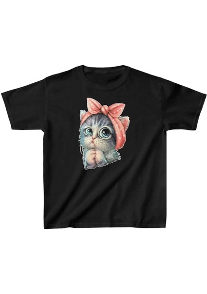 Çocuk Unisex Baskılı T-Shirt - Siyah