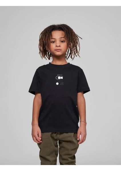 Çocuk Unisex Baskılı T-Shirt - Siyah