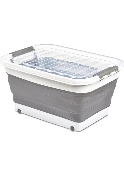 Kapısı Tekerlekli Katlanır Silikon Saklama Çamaşır Sepeti Oyuncak Kutusu Organizer