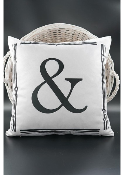 Harfli Kırlent Kılıfı Kadife 43X43 cm Çift Taraflı ile ve Sembolü Kedi Desenli Evlilik Teklifi