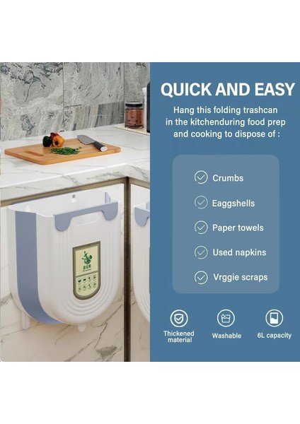 Katlanabilir Körüklü Mutfak Dolap Içi Çöp Kovası – 20KG Taşıma Kapasiteli, Kompakt ve Dayanıklı Atık Kutusu, Montajlı Plastik Çöp Kovası, Pratik ve Hijyenik Kullanım, 13X22X25 cm fiyatları