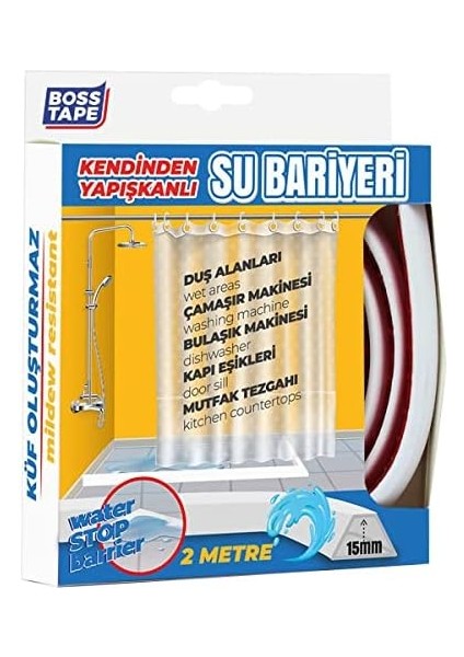 Tape Duş, Kapı Eşiği, Mutfak Tezgahı Etrafı Su Kesici Bariyer - 2 Metre fiyatları