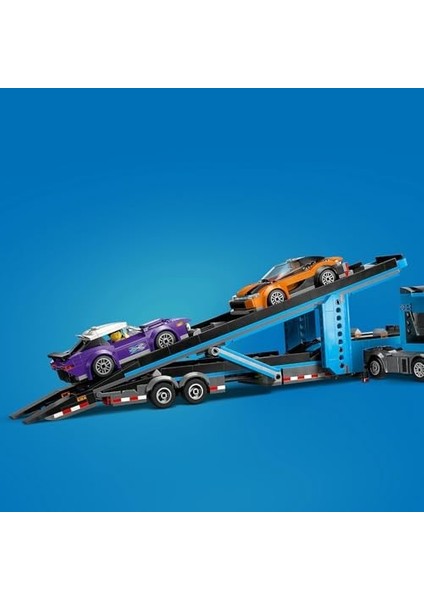 City Spor Arabalı Araç Taşıma Kamyonu 60408-7 Yaş ve Üzeri Çocuklar Için 4 Araç Içeren Yaratıcı Oyuncak Yapım Seti (998 Parça) modelleri