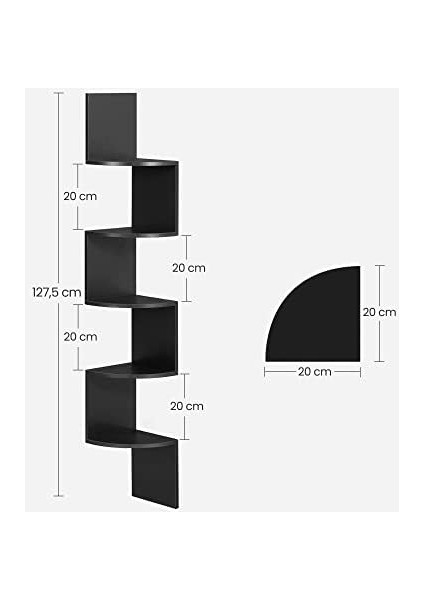 Köşe Rafı, 5 Raflı Duvar Rafı, Asma Raf, Mutfak, Yatak Odası, Oturma Odası, Çalışma Odası, Ofis Için, Siyah LBC20BK fiyatları