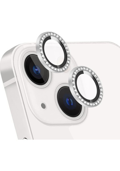 Iletişim 13 Taşlı Tasarım Temperli Cam Kamera Lens - Gümüş