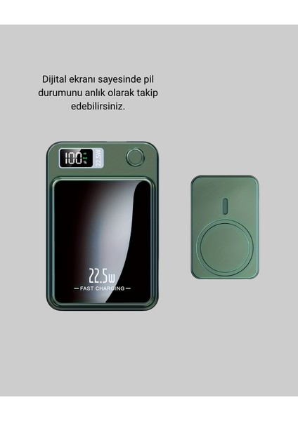 Nrzsnt Magsafe Powerbank 10.000 Mah Kablosuz ve Dijital Ekranlı Hızlı Şarj Cihazı fiyatları