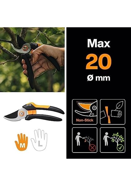 Bypass M Bahçe, Masif, P321, Taze Dallar ve Çalılar Için, Yapışmaz Kaplama, Paslanmaz Çelik Bıçaklar, Uzunluk: 20,1 Cm, Siyah/turuncu, 1057162 fiyatları