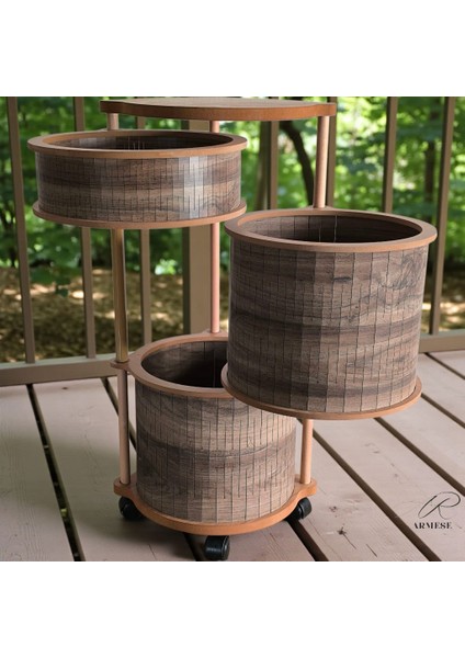 3 Katlı Ahşap Sebzelik Şık Tasarım Patates, Soğan ve Sarımsak Için Organizer Zeytuni fiyatları