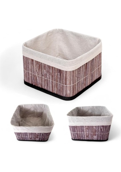 Bambu Çok Amaçlı Saklama Kutusu Düzenleyici Kare Organizer, Dekoratif Bambu Düzenleyici Gri (20X20X13CM)
