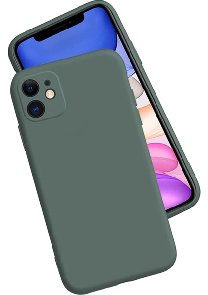 11 ile Uyumlu Kılıf Içi Kadife Lansman Silikon Kılıf Şok Emici Full Kasa Koruma Sağlayan (Koyu Yeşil)