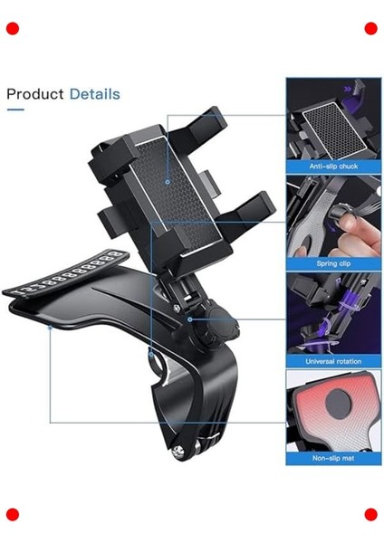 Torpido Üstü Numaratörlü Dönebilen Telefon Tutucu fırsatları