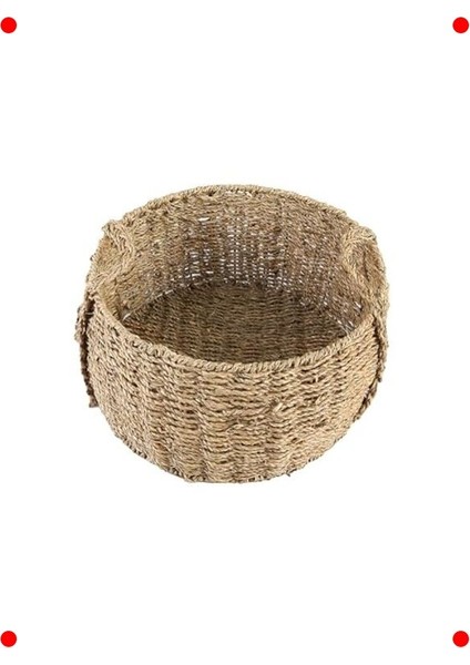 Doğal Dokulu Kulplu Dekoratif Sepet - 16 cm