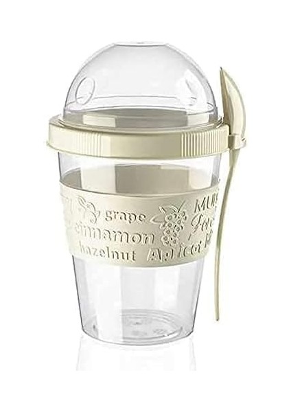Go Kapaklı Kaşıklı Yoğurt ve Diyet Kabı 600 ml (Beyaz)