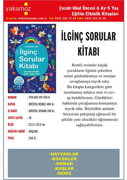 Ilginç Sorular Kitabı - Lacivert - Hayvanlar, Böcekler, Orman, Kuşlar, Deniz fiyatları
