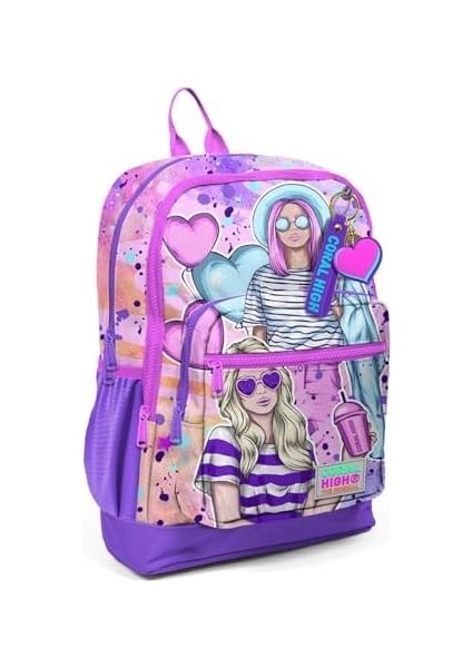 Dört Bölmeli Pembe Mor Fashion Desenli Ilkokul Sırt Çantası - Kız Çocuk fiyatları