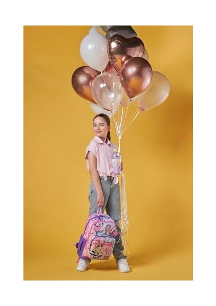 Dört Bölmeli Pembe Mor Fashion Desenli Ilkokul Sırt Çantası - Kız Çocuk modelleri