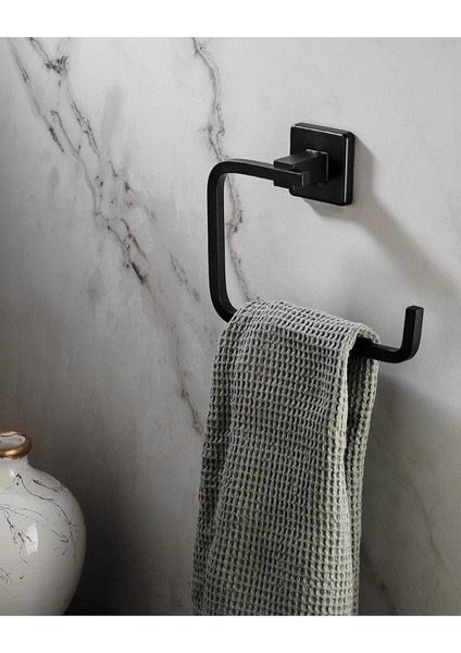 Haus Ömür Boyu Paslanmaz Kare Havluluk Havlu Askısı Siyah D-007