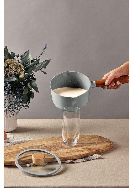 Fika Döküm Süt Tavası Cam Kapaklı Gri 16CM