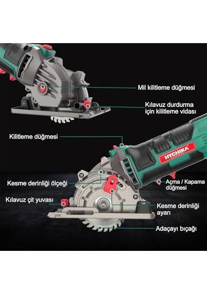 Mini Daire Testere, 3 Testere Bıçaklı El Testeresi, Kılavuzu, Ölçek Cetveli, 500 W Saf Bakır Motor, 4500 Devir/dakika, Ahşap, Yumuşak Metal, ve Plastik Kesimler Için Ideal fiyatları