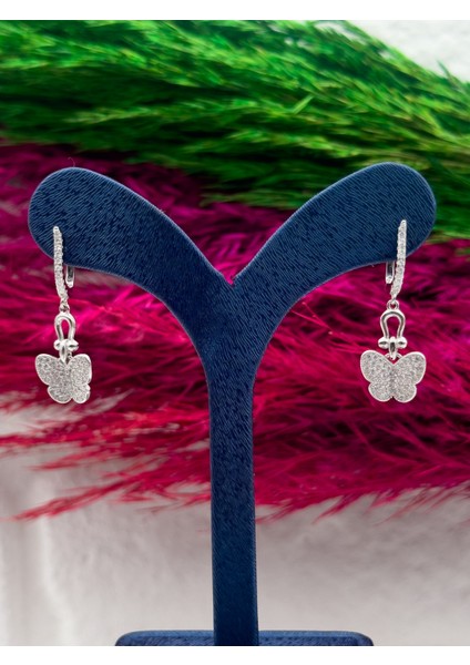 925 Ayar Gümüş Sallantılı Özel Tasarım Kelebek Modeli Trend Kadın Küpe modelleri