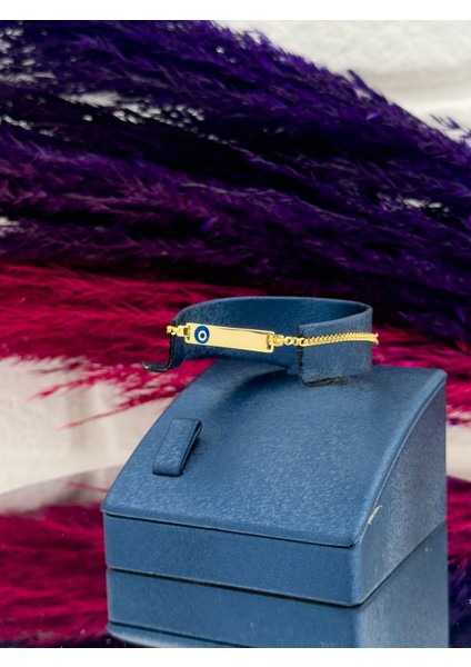 925 Ayar Gümüş Gold Renk Nazar Boncuklu Isim Yazılabilir Kız & Erkek Bebek Künye – Kişiye Özel Gümüş Çocuk Bileklik modelleri