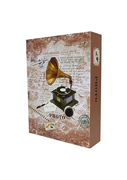 Fotoğraf Albümü 10X15CM 200 Fotoğraf Kapasiteli Renkli Gramofon Desenli Anı Albümü modelleri