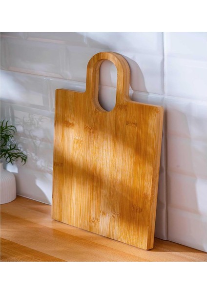 Ahşap Kesme Tahtası, Dekoratif Mutfak Sunum Tahtası (Dikdörtgen Saplı)