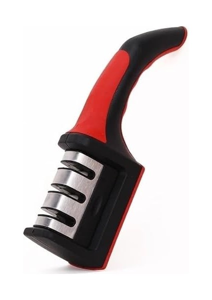 3 Aşamalı Profesyonel Bıçak Bileyici, Ergonomik Tutma Saplı, Siyah-Kırmızı fiyatları