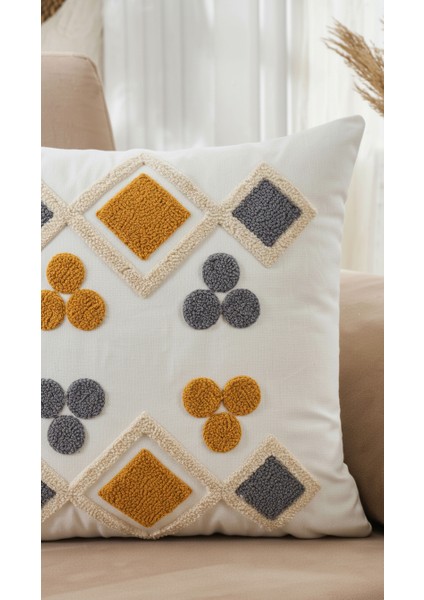 Punç Işlemeli Yonca Desen 2 Li Kırlent 44*44CM