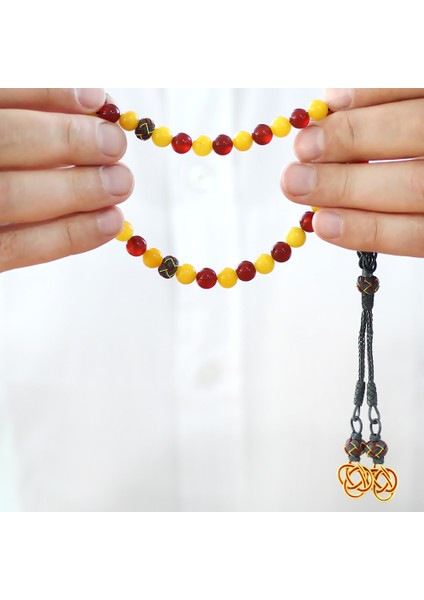 1000 Ayar Gümüş Kazaz Püsküllü Küre Kesim Sarı Kırmızı Jade Akik Doğaltaş Taraftar Tesbih modelleri