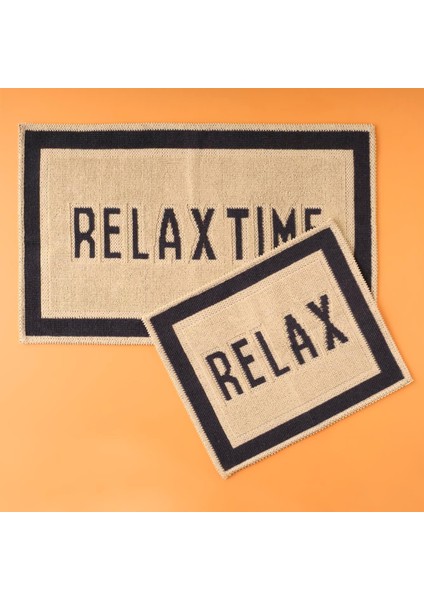 Harf Baskılı%80 Pamuk%20 Paspas Takımı, Beyaz, 1 Adet 60X100 cm / 1 Adet 50X60 cm