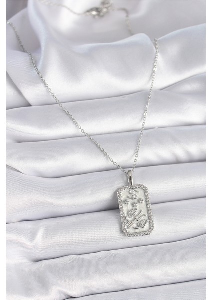 316L Çelik Gümüş Renk Zincir Yengeç Burcu Zirkon Taşlı Kadın Kolye - Lisinya fiyatları