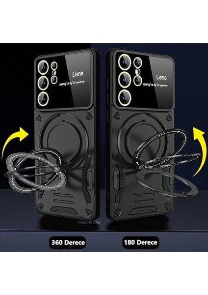 Newpole Galaxy S24 Ultra Için Magsafe Uyumlu Kılıf - Standlı, Kamera Lens Koruyuculu, Sert Silikon, Darbeye Karşı Dayanıklı Kılıf fiyatları