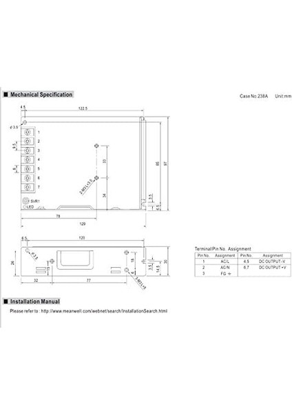 Well LRS-100-24 Anahtarlama Güç Kaynağı, Tek Çıkış, 24V, 4,5A, 108W, 5" U x 3,0" G x 1,2" Y modelleri