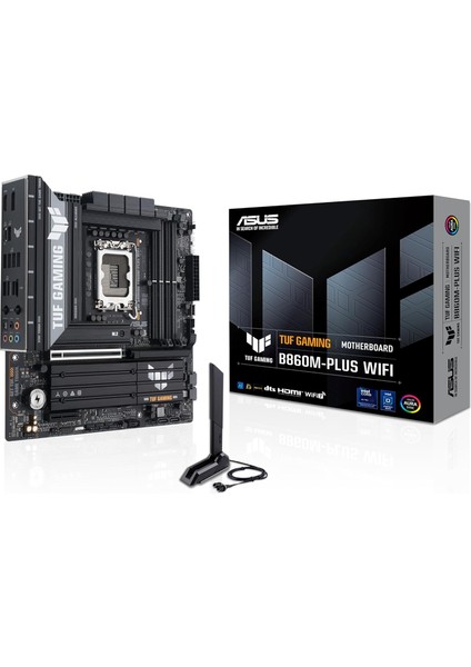 Tuf Gamıng B860M Plus Wıfı Intel Matx Anakart, 12+1+2+1 80A Drmos Güç Aşamaları, Ddr5, Pcıe 5.0, 3xm.2 Yuvaları, Wifi 7, 2.5gb Ethernet, Displayport, Hdmı, Dp Alt Modlu USB 20GBPS Tip-C