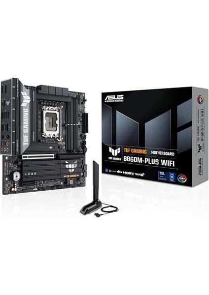 Tuf Gamıng B860M Plus Wıfı Intel Matx Anakart, 12+1+2+1 80A Drmos Güç Aşamaları, Ddr5, Pcıe 5.0, 3xm.2 Yuvaları, Wifi 7, 2.5gb Ethernet, Displayport, Hdmı, Dp Alt Modlu USB 20GBPS Tip-C modelleri