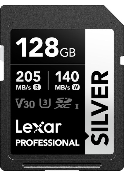 Profesyonel Sılver Sd Kart 128 Gb, 205 Mb/s&apos;ye Kadar Okuma, 140 Mb/s Yazma, Sd3.0, V30, U3, C10 Sdxc Kart,, Kameralar, Profesyonel Fotoğrafçı, Kamera, Meraklısı Için Uhs-I Sd Hafıza Kartı