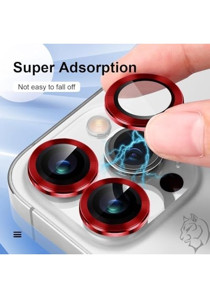15 Pro/ 15 Pro Max Premium Kamera Lens, Orijinal Tasarım, 9h Temperli Cam, Metal Aksesuar, Kurulum, Kırmızı fiyatları